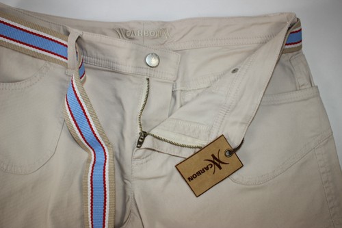 CARBON Size 11 Girl's Flat Front Sand Ribbed Cotton Stretch Belted Shorts NEW - Picture 4 of 7