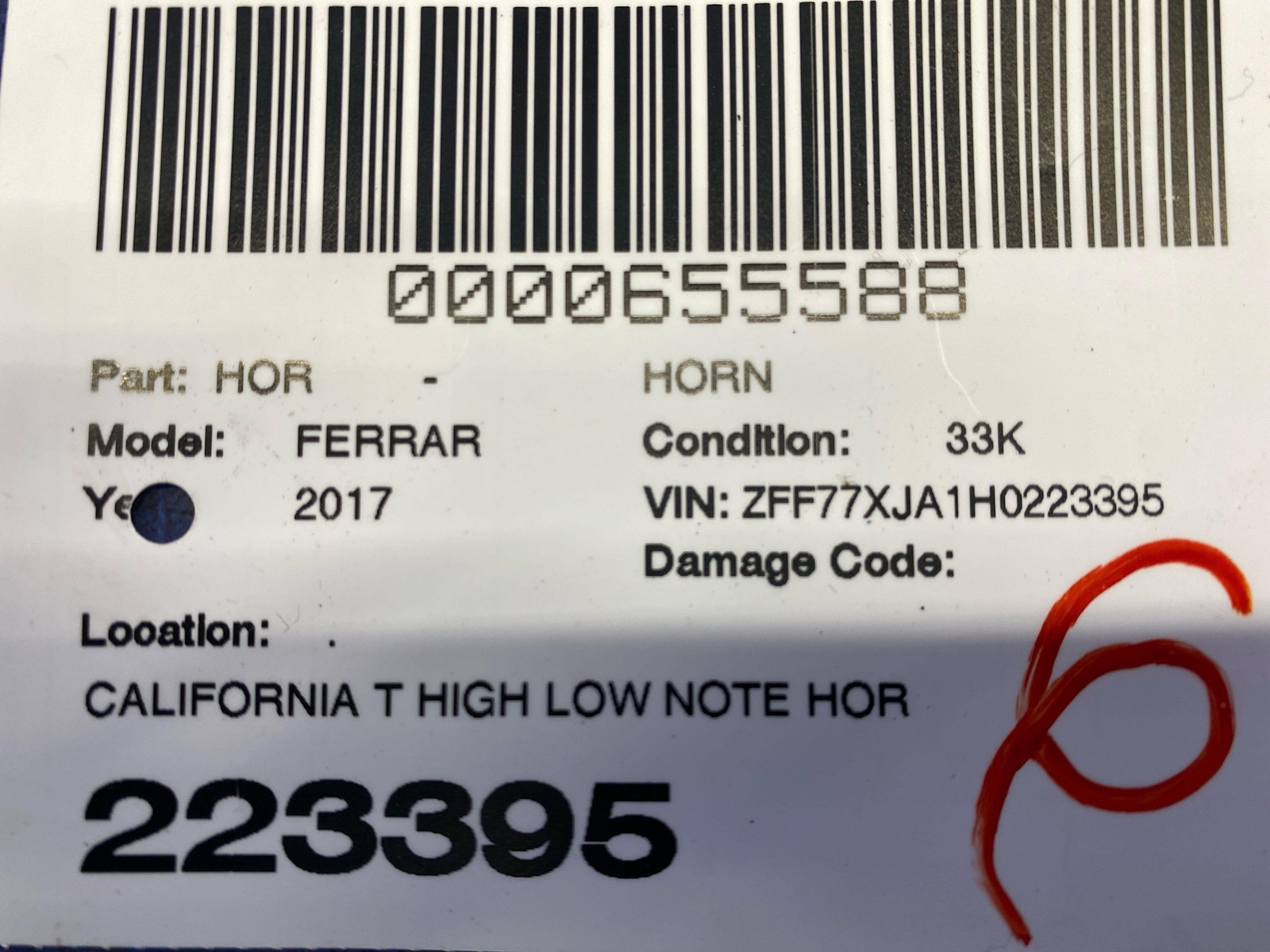 2015 2016 2017 2018 FERRARI CALIFORNIA T HIGH LOW NOTE HORN SET OEM