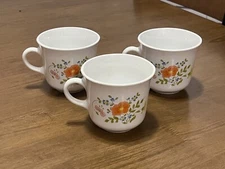 Corelle Tea Mug Set of 3 Wildflower Floral Art Pottery Spring Bouquet US Vintage