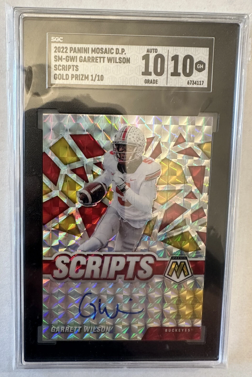 Garrett Wilson Panini Mosaic Draft Picks Scripts Autographs #SMGWI Gold