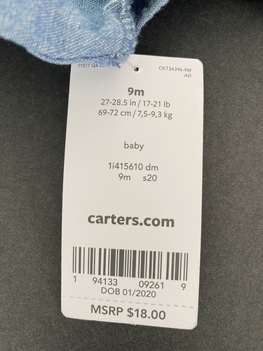 Carter's Baby Girls Size 9M Blue with Hearts Shorts Romper Short Sleeve Sunsuit - Picture 6 of 7