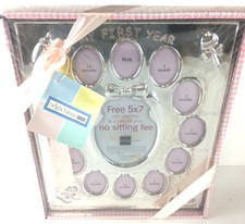 Bright Future Hand Polished Silver Baby's "My First Year" Picture Collage Frame