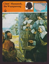 CHIEF MASSASOIT Wampanoag Indians Native American 1979 STORY OF AMERICA CARD