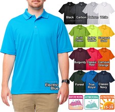 Big Mens Moisture Wicking Polo Shirt Dri Fit UV Protect Anti Microbial 2XL-6XL