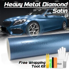 Heavy Metal Diamond Satin Storm Blue Car Vinyl Wrap Decal Sticker Sheet Film DIY