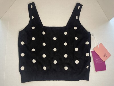 NWT Polka Dot Crop Tank Top Victor Glemaud x Target Black White M Square Neck