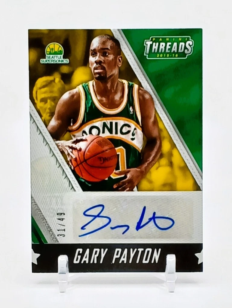 Panini Gary Payton Basketball Autographed Sports Trading Cards