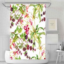 Cute Fruit Flower Waterproof Bath Polyester Shower Curtain Liner Water Resistant