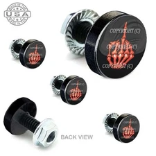 5 Black Aluminum Motorcycle Windshield Bolt Kit -  SKULL FINGER FU RD - 068