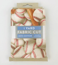 David Textiles Baseballs Bats 1 Yard Fabric Cut 100 Cotton 36" x 44"
