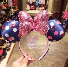 Minnie Ears Mickey Mouse Polka Dot Bow Disney Parks Sequins Rock Headband