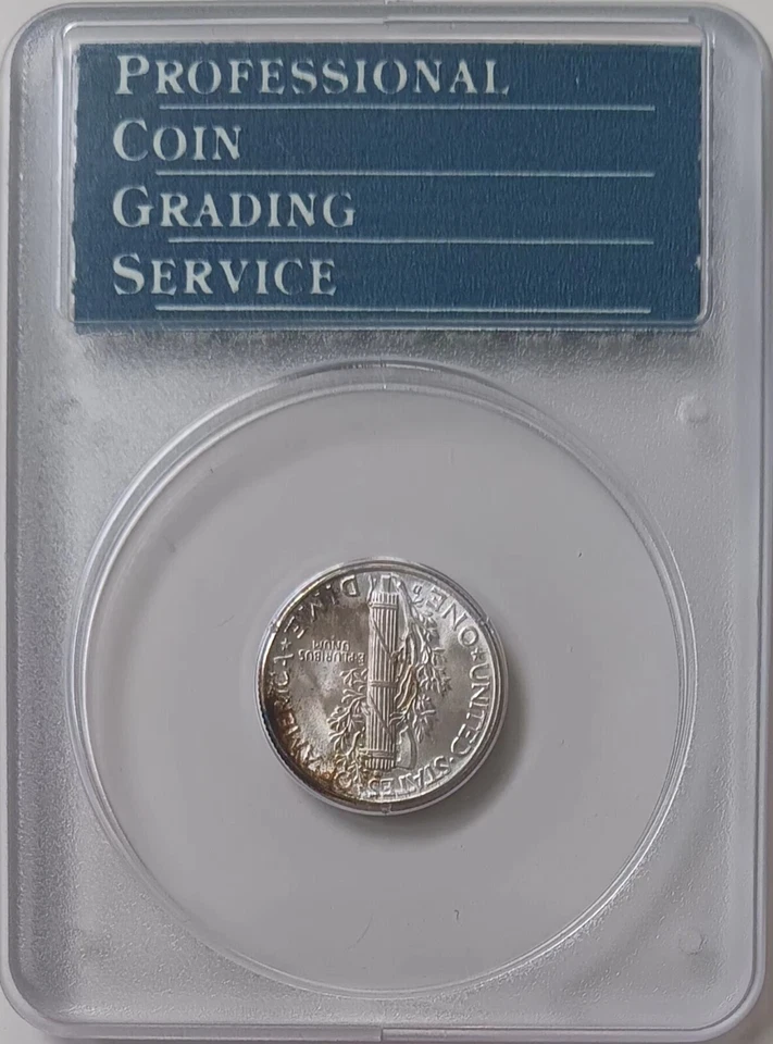 1942 D Mercury Silver Dime MS 65 FB FULL BANDS PCGS Old Green Rattler Holder OGH - Image 2 of 4