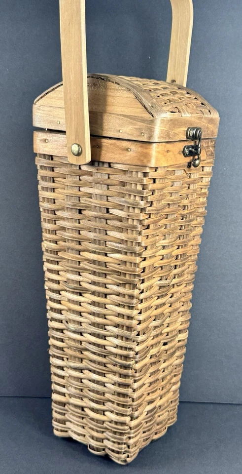 Cesta de botella de vino/licor de mimbre con asa Foto 3 de 4