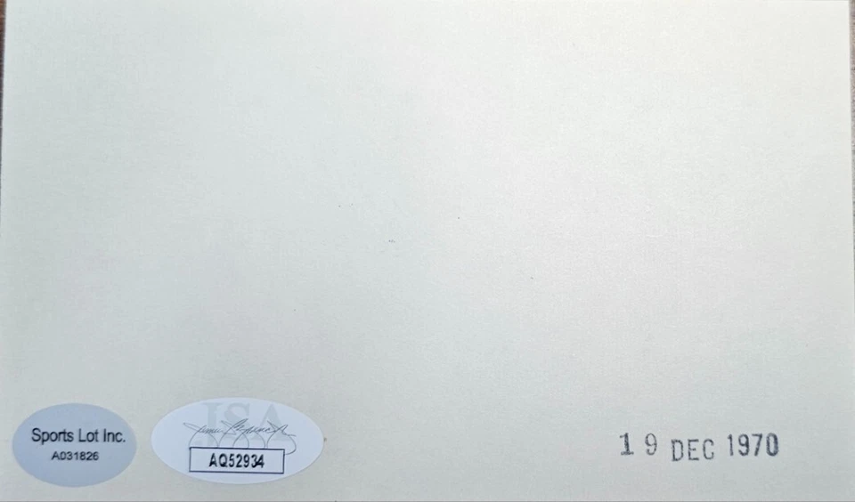 Jim Plamer HOF Baltimore Orioles 1965-1984 Signed 3x5 Index card JSA COA AQ52934 - Image 2 of 3