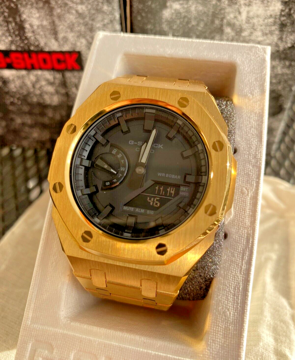 New Casio G-Shock GA2100 Custom Modification Metal MOD GOLD