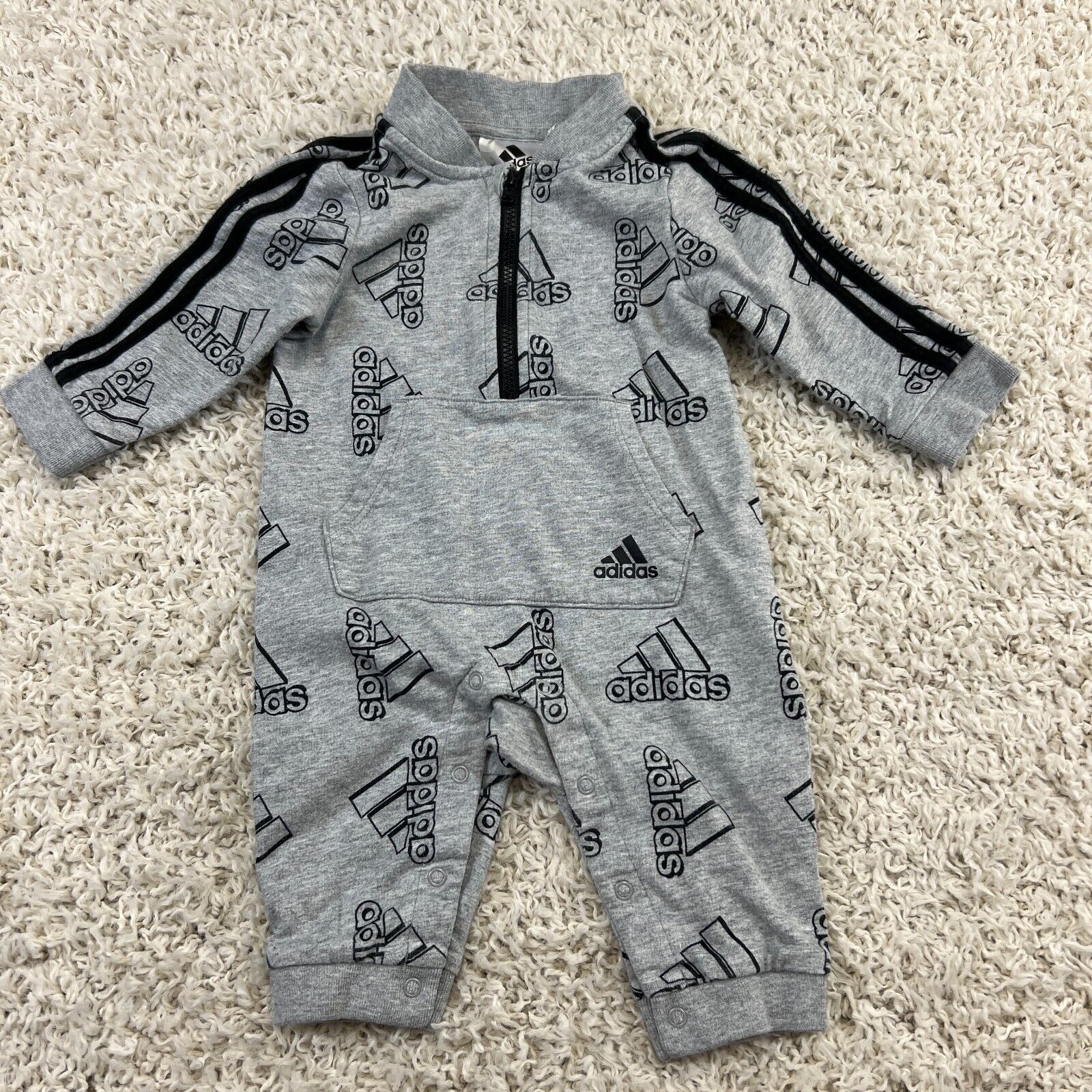 Original Pakistán Repulsión Adidas One Piece Baby Outfit 6M 6 Months Gray BodySuit Jumpsuit Logo | eBay