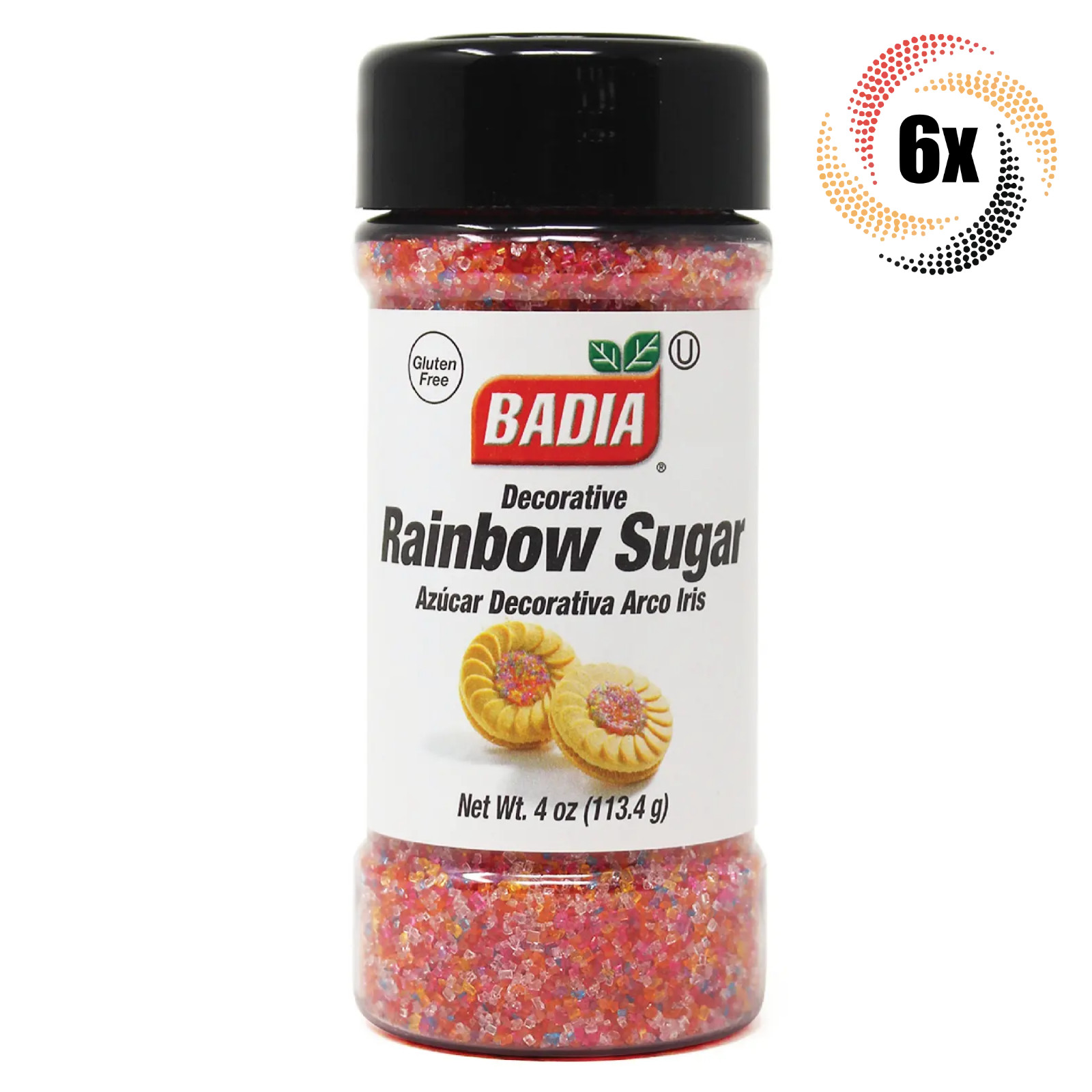 6x шейкеров Badia с декоративной радужной сахарной приправой 4 унции Безглютеновая и кошерная 7590₽