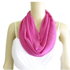 Light Magenta Circle Scarf. Light Magenta Infinity Scarf. Chiffon Loop Scarf.