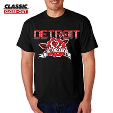 DETROIT BLACK ROCK CITY ROSE CLOSEOUT T-SHIRT 313 Motor City Shirt Tee Parody