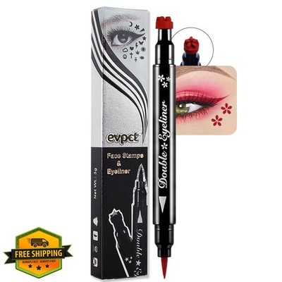 evpct 2-in-1 Red Winged Eyeliner Stamp Flower Face Makeup Tool