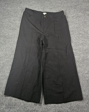 NWT J. Jill Linen Blend Cropped Wide Leg Pants Size 12 Black