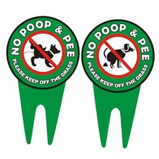 2 PCS No Dog Poop Signs for Yard Double Sided PLEASE KEEP OFF THE 14 x 8 inch