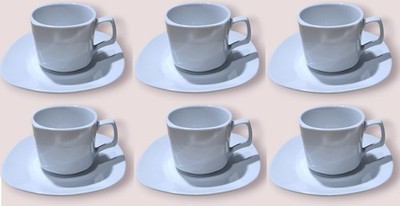 CASANOVA Kaffeetasse 200 ml aus Porzellan 6er Set weiß Kaffeebecher Unterteller 