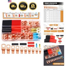 Copper Wire Lugs AWG 2 4 6 8 10 12 14 16 Gauge Battery Terminal Connectors Ba...
