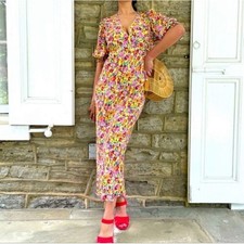 RIXO For Target NWT Floral Puff Sleeve Midi Dress 8 Blogger Favorite