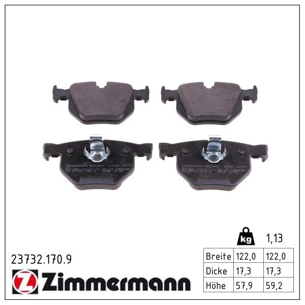 Zimmermann BremsbelÄGe Bremsbelagsatz Hinten FüR BMW 5ER E60 E61 6ER E63 E64-image