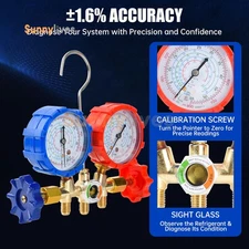AC Manifold Gauge Set For R134A R12 R410A R22 R32 R404A Refrigeration Charge USA