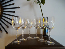 6 verres à vin rouge cristal D'Arques modele FLEURY EPI - 19,5 cl - H 17,5 cm