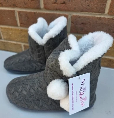 New Airee Fairee Pom Pom Boot Slippers - Size UK 5