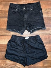 Old Navy Black Girls' Two-Piece Shorts Set - Frayed Denim  Elastic Waist
