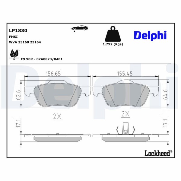 Delphi Bremsbelagsatz Scheibenbremse LP1830 FüR Nissan Primera Traveller WP11-image