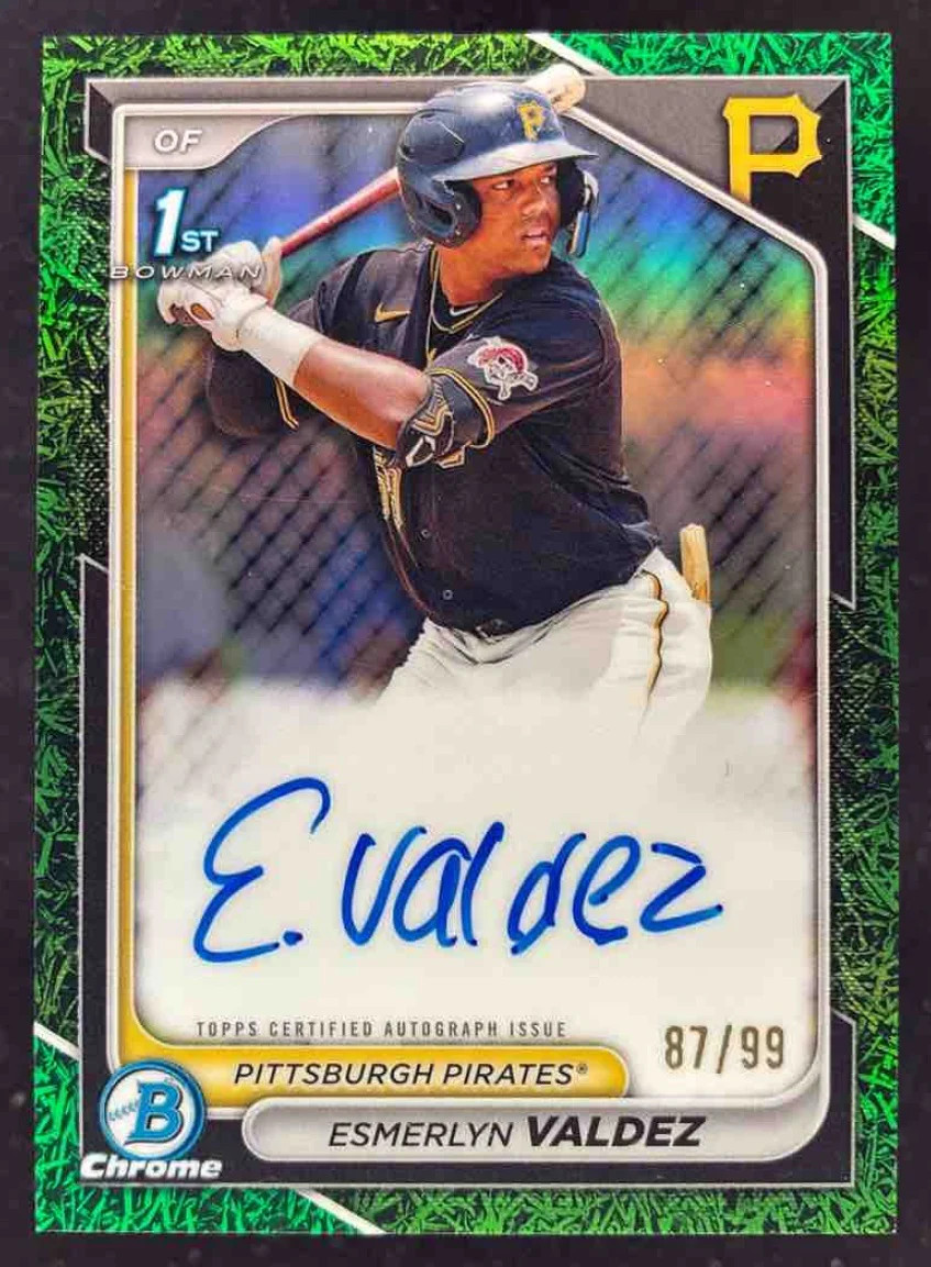 2024 Bowman Chrome Grass Green Refractor #CPA-EV Esmerlyn Valdez RC Auto /99