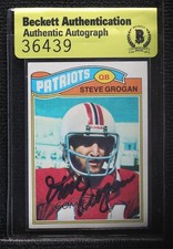 BAS 1977 Topps Steve Grogan #165 Beckett Auth Sticker Auto 3c7