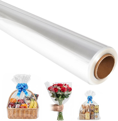 CHEPULA Geschenkfolie Transparent 30um dick für Blumen Geschenkkörbe 86cm x 30m