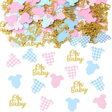 Gender Reveal Confetti Baby Shower Glitter Blue Pink Gingham 1.6x1.3" 240 PCS