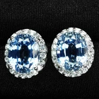 Precious Vivid Blue Sapphire 10.10Ct 925 Sterling Silver Handmade Halo Earrings
