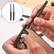 2Pcs Reverse Tweezers with Rubber Tip Set Stainless Steel Long Industrial Tweeze