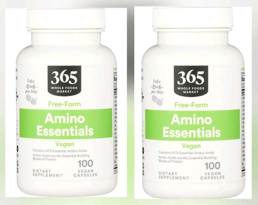 2 Pack 365 Amino Essentials: 100 Capsules of Pure Amino Acids. Vegan Exp 05/2027