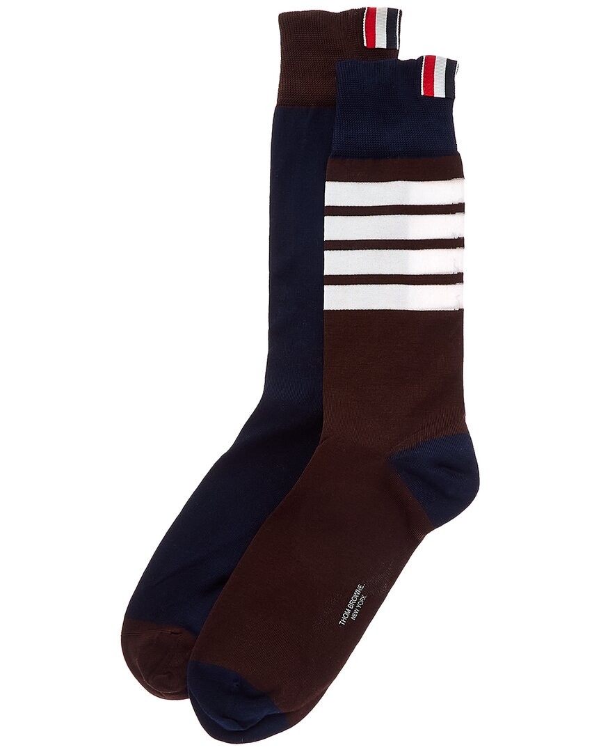 Мужские носки до середины икры из трикотажа Thom Browne Fun Mix синего цвета 11290₽