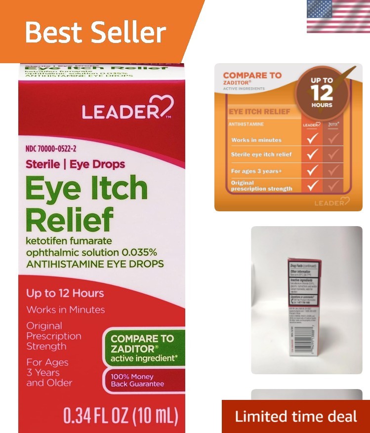 For Eye Allergy & Itch Relief, Ketotifen Antihistamine Solu...