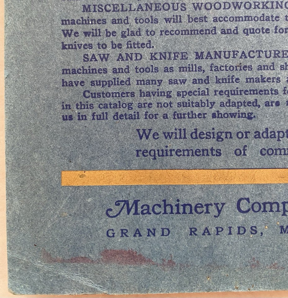 CATALOG Saw Knife Fitting Machinery Co America No 25 SAW MILL ED Early
