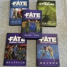 Lot Of 5 Fate RPG Books Core + Cthulhu + Horror Toolkit + System + Adversary