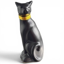 Schwarze Katzenvase Keramik Bastet Duftst&auml;bchenhalter Deko Katze Vase