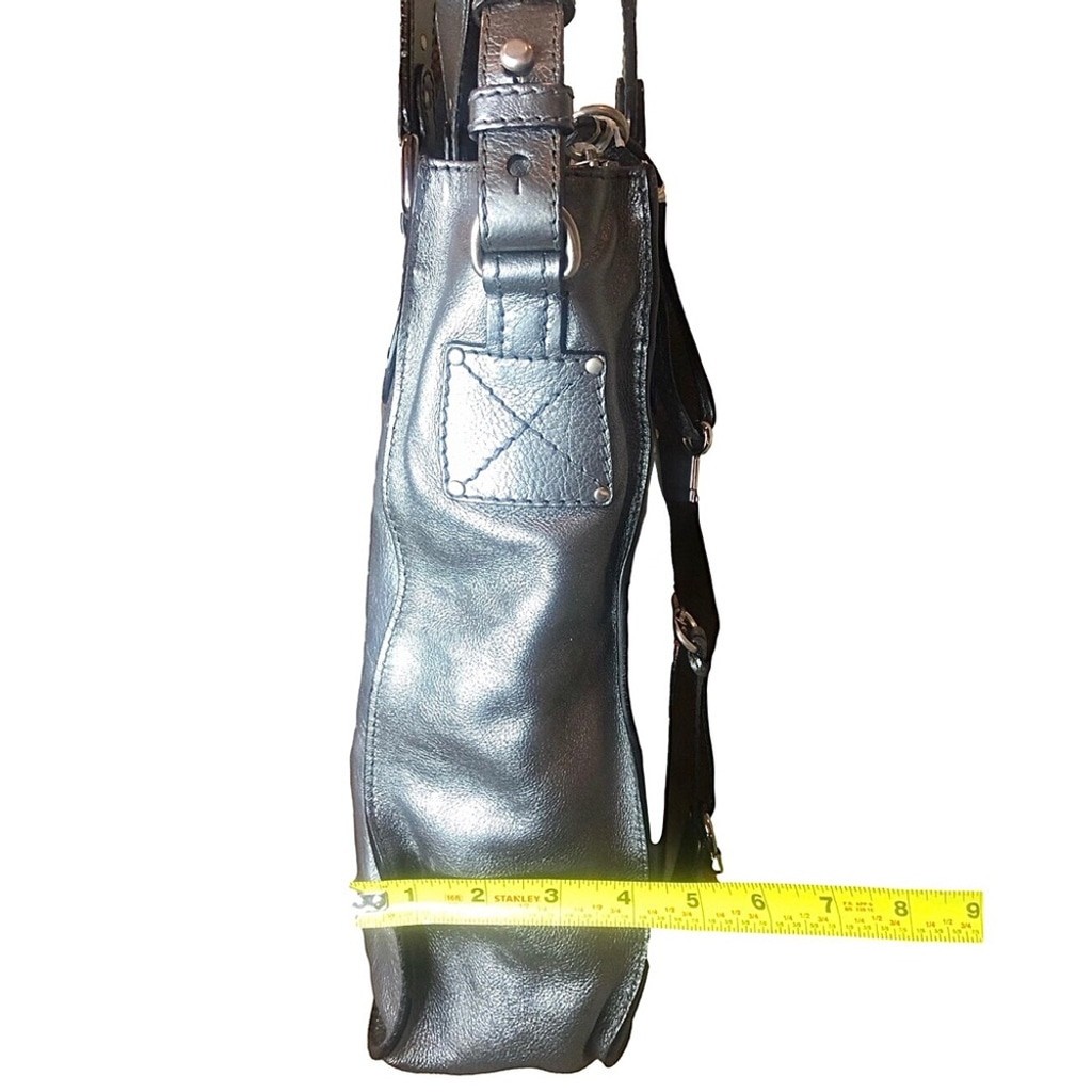 CHLOE Paddington Bag Silver Leather Tote Padlock Key Crossbody Shoulder Strap image 8