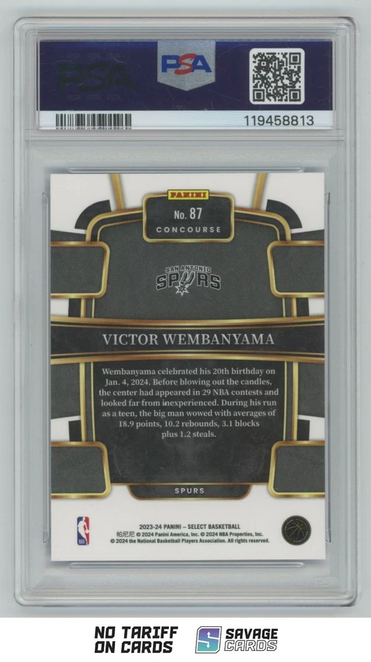 2023-24 Panini Select Blue Concourse Rookie Victor Wembanyama PSA 10 . #87 San - Image 2 of 3