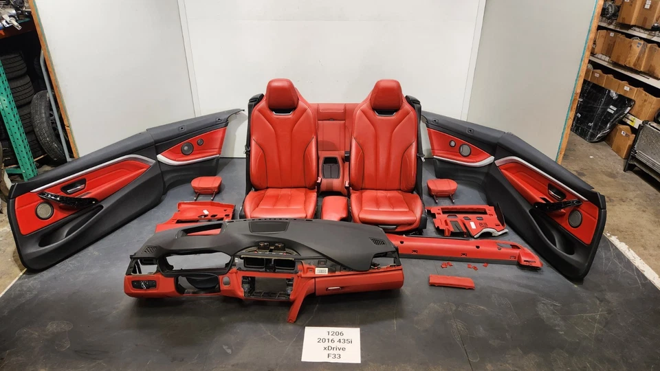 ✅ 2015-2020 OEM BMW F33 Convertible Paneles de Puerta Asientos Interior COMPLETO Rojo CONJUNTO Foto 2 de 4